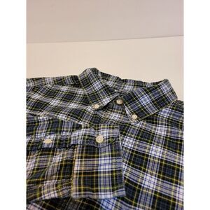 Chaps Men's Size L Large Oxford Button Down Shirt Plaid Long Sleeves Blue‎